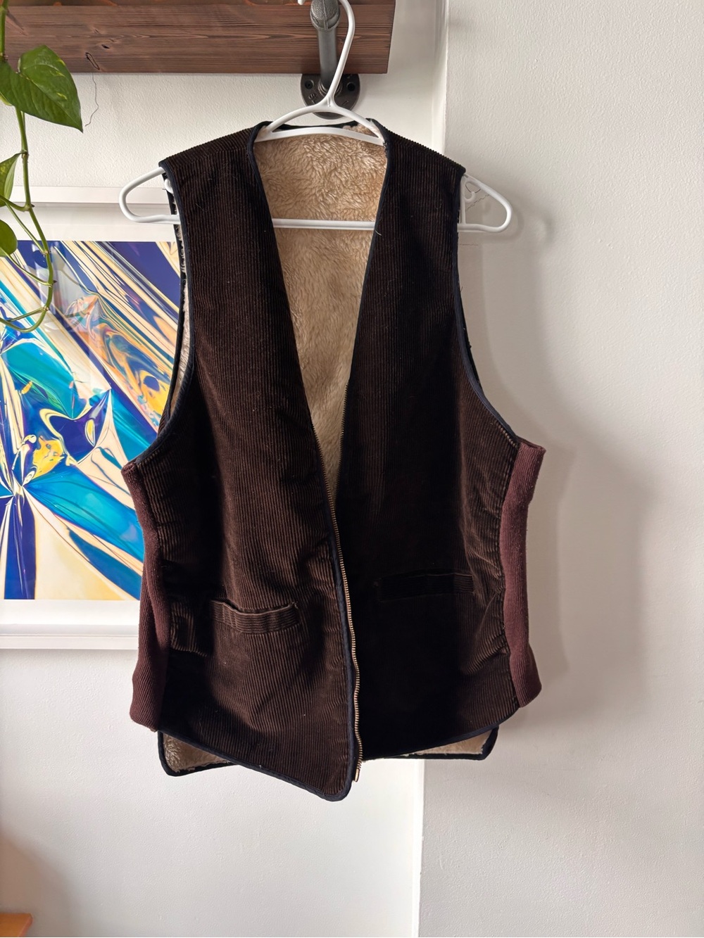 Vintage Brown Corduroy Sherpa-Lined Vest